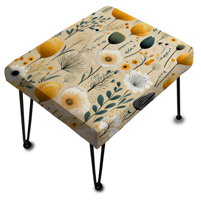 Cottage Yellow And Beige Garden Grace I - Floral Rectangle Ottoman