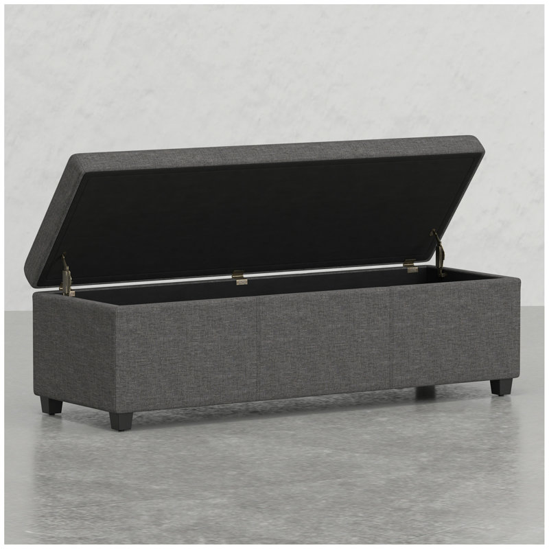 Très grand banc de rangement avec repose-pieds Lincoln, Gris