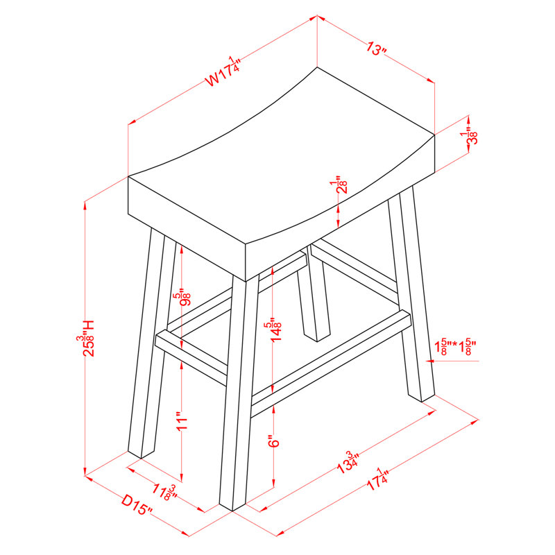 Melvyn Solid Wood Bar & Counter Stool, Counter Stool (25.38” Seat Height), Dark Cherry