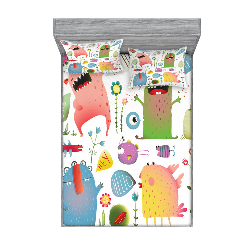 Funny Microfiber Sheet Set, Queen Sheet Set + Fitted Sheet + 2 Pillowcases