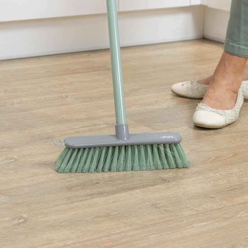 JVL Angled Sweeping Brush with Hard Bristles, Green