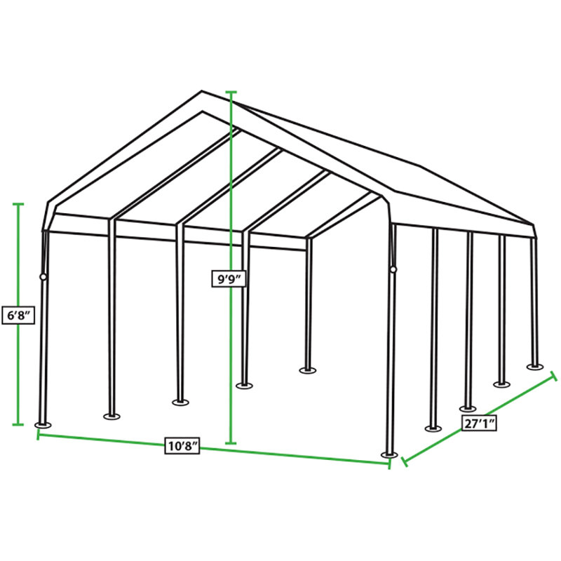 Extra Long White Fabric Canopy with Metal Frame