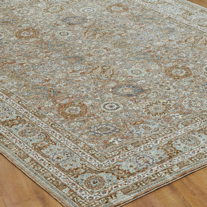 Narooma Rose Taupe Medallion Area Rug, Rectangle 5'6" x 8'6", Beige/Teal