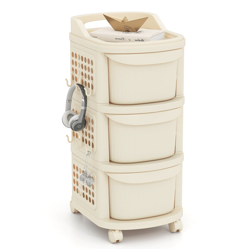 3 Drawer Storage Drawer with Locking Wheels