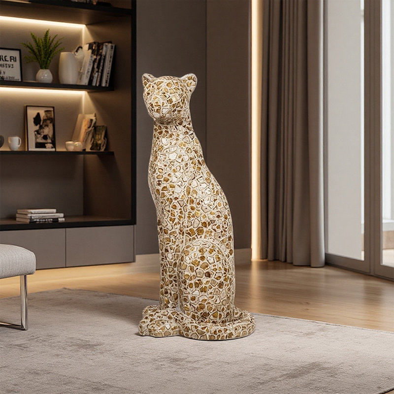 Handmade Mosaic Leopard-Shaped Floor Decoration