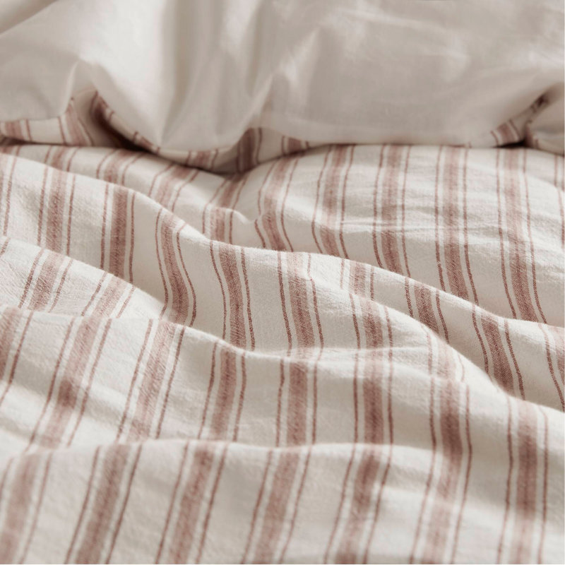 Ensemble de housse de couette pour grand lit 3 pièces, Housse de couette très grand et 2 taies, Rayures terre cuite
