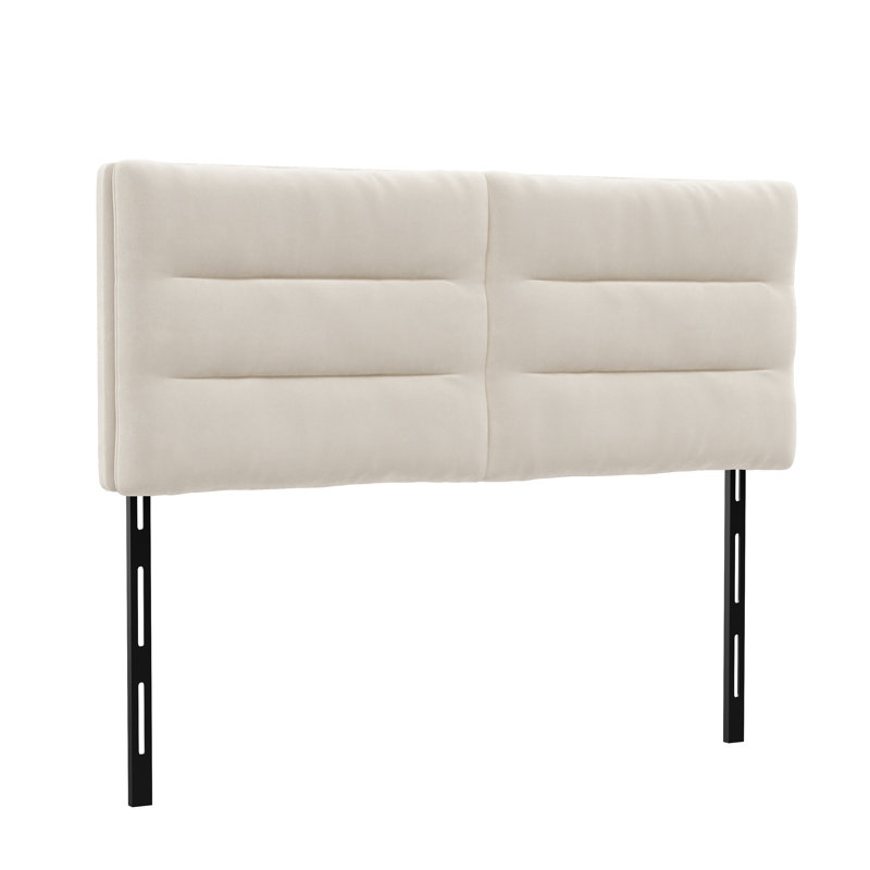 Upholstered Velvet Headboard, King, Ivory