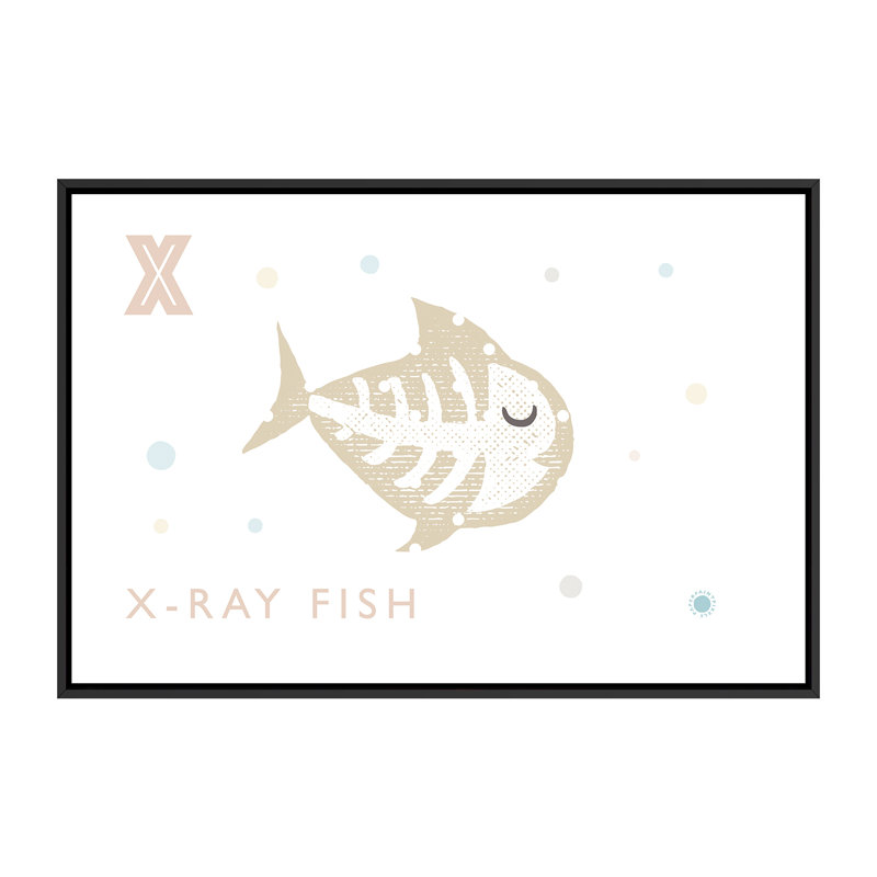 Xray Fish - imprimé, Pas de tapis, H 40 po x l 60 po x 1,5 po, Toile avec cadre noir