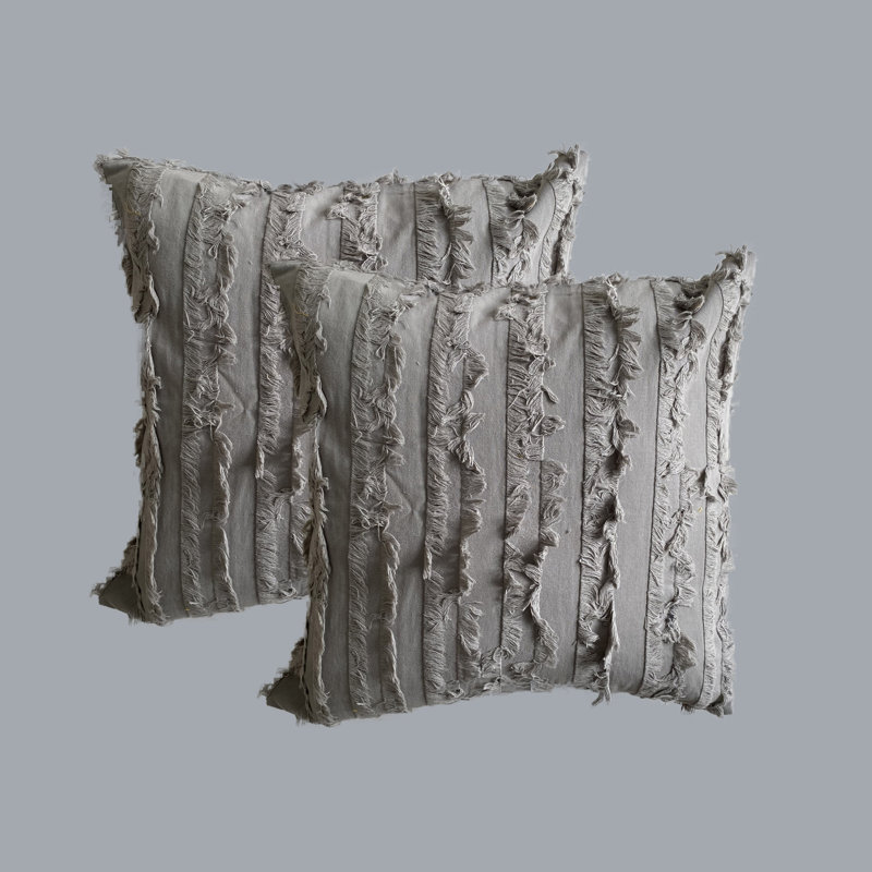  Housse de coussin Fringe, Gris anthracite