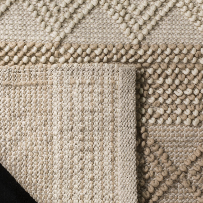 Winchester Geometric Hand-Woven Flatweave Wool/Cotton Beige/Ivory Area Rug, Rectangle 6' x 9'