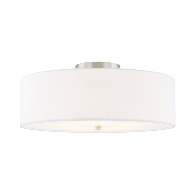 Textile - Demi-chasse cylindrique classique - Abat-jour en tissu de lin, Blanc, H 9,75 po x l 24 po x P 24 po