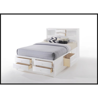 Grand lit avec rangement blanc