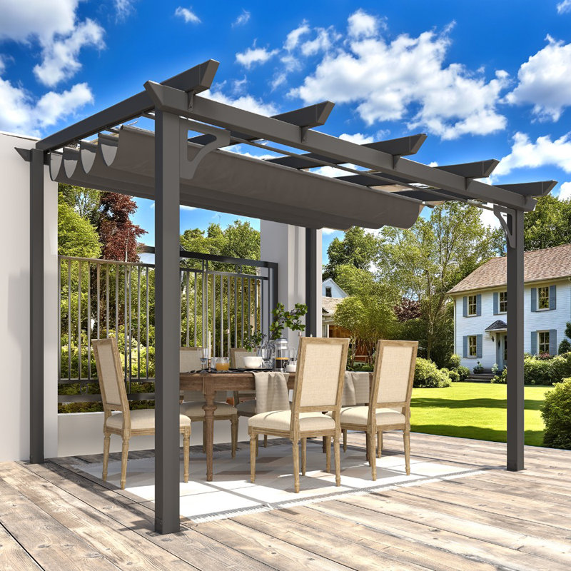 Pergola rétractable avec toit réglable, H 99 po x l 117,6 po x P 104,4 po