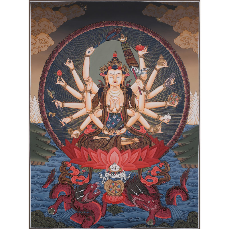 Déesse Chandi - divinité bouddhiste tibétaine (Thangka sans brocart)