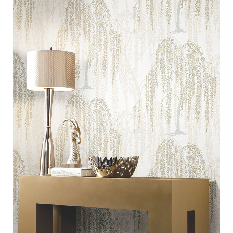 Willow Glow Floral Wallpaper Roll by Candice Olson, Neutral
