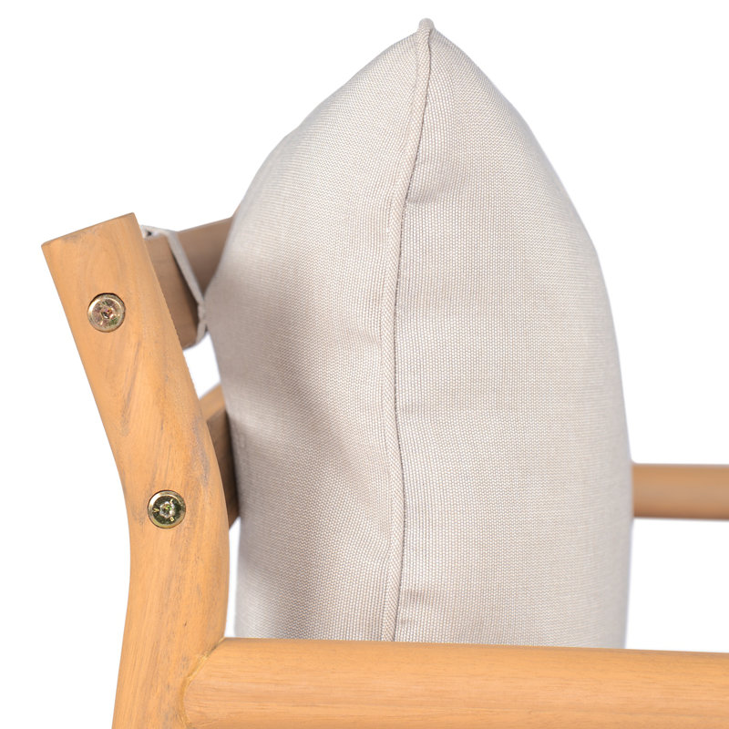 Fauteuil club de patio en bois d'acacia avec coussin résistant à l'eau (1 pièce)