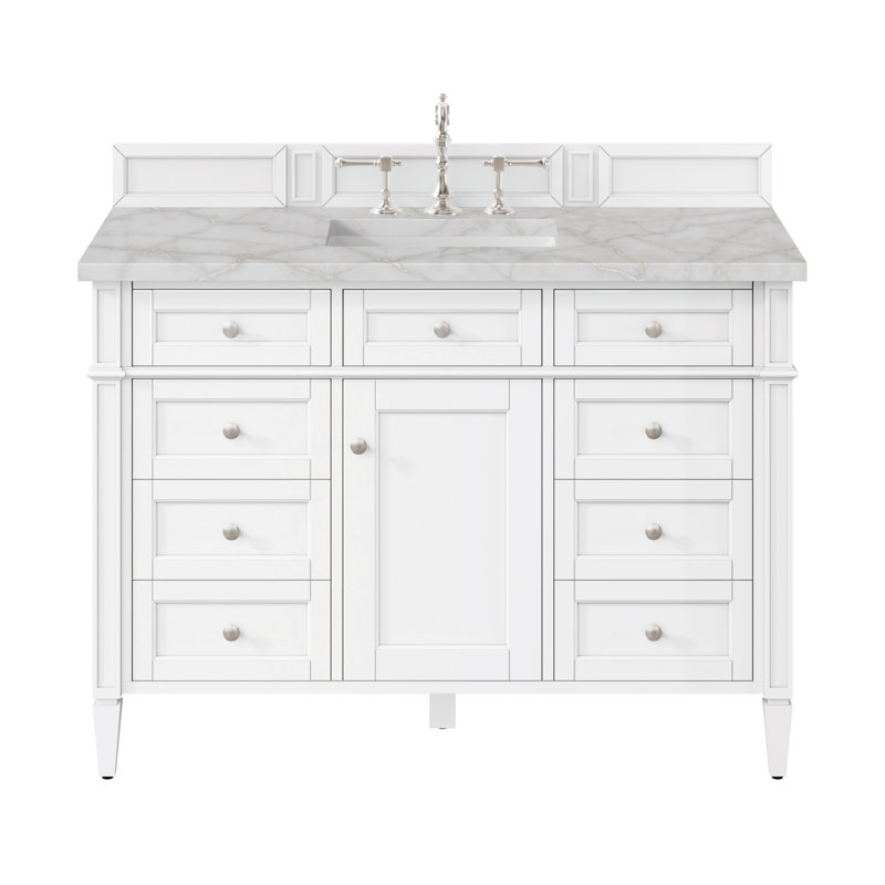 Brittany 48'' W Single Vanity, Bright White, Victorian Silver