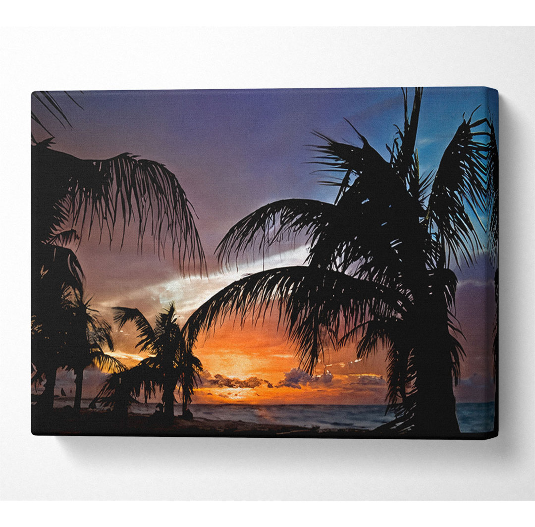 Palm Trees on the Beach Sunset - Wrapped Canvas Art Prints