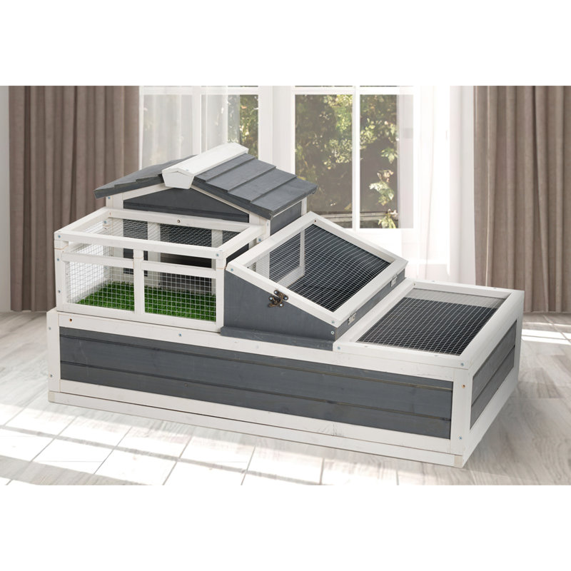 Cage à tortue en bois classique, 2 étages et plateau supérieur ouvert 3, structure