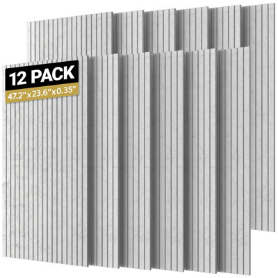 Paquet de 12 grands panneaux sonores, panneau mural acoustique 47,2 po x 23,6 po x 0,35 po, panneaux insonorisants auto-adhésifs, panneaux muraux décoratifs insonorisés pour l'absorption d'écho pour Home Studio, noir