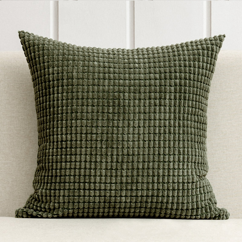 Corduroy Square Pillow Cover, 18"H x 18"W, Green