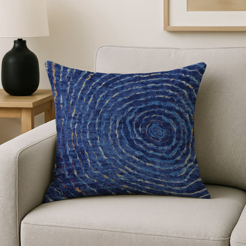 Coussin décoratif intérieur / extérieur gris Modern Modern, Carré 16 po, Gris / bleu / brun abstrait