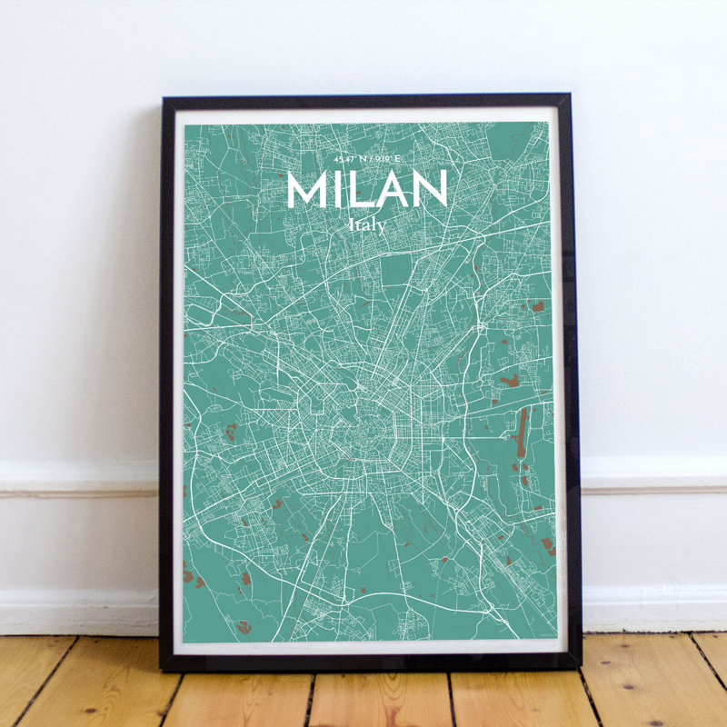Milan City Map - No Frame Print, 91.4cm H x 61cm W x 0.13cm D