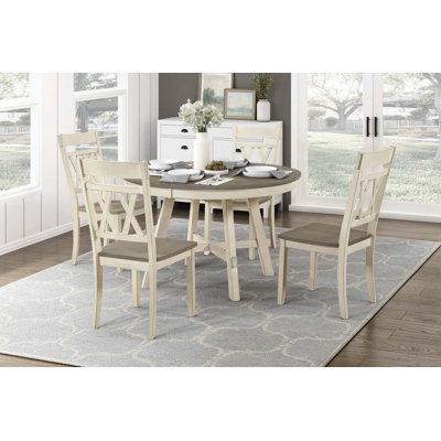 Table de salle à manger ronde 5 pièces Farmhouse avec 4 chaises d'appoint rembourrées