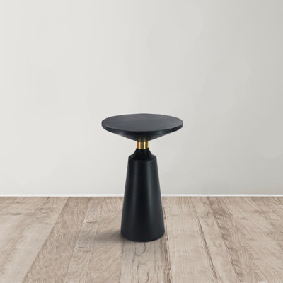 Maxxwell Black Solid Wood Pedestal End Table