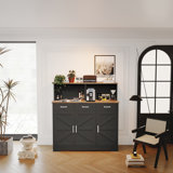 August Grove® Buffet Cabinet with Storage,47" Sideboard with 3 Drawers and Movable Laminate