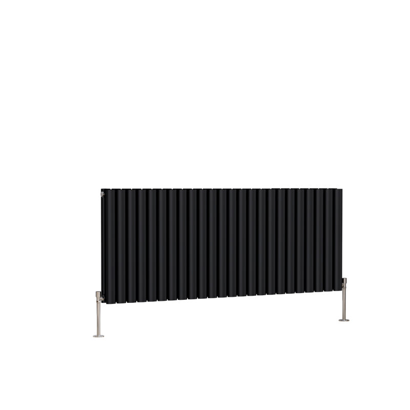 Shirly Horizontal Oval Panel Radiators, Normal Black, 60cm H x 141.6cm W, 2