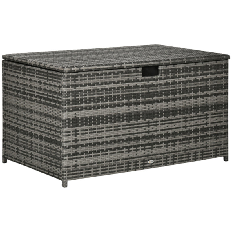 Boîte de rangement en rotin imperméable 113 gallons, Gris foncé