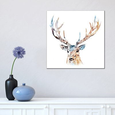 Watercolour Reindeer 1 Piece Wrapped Canvas Painting