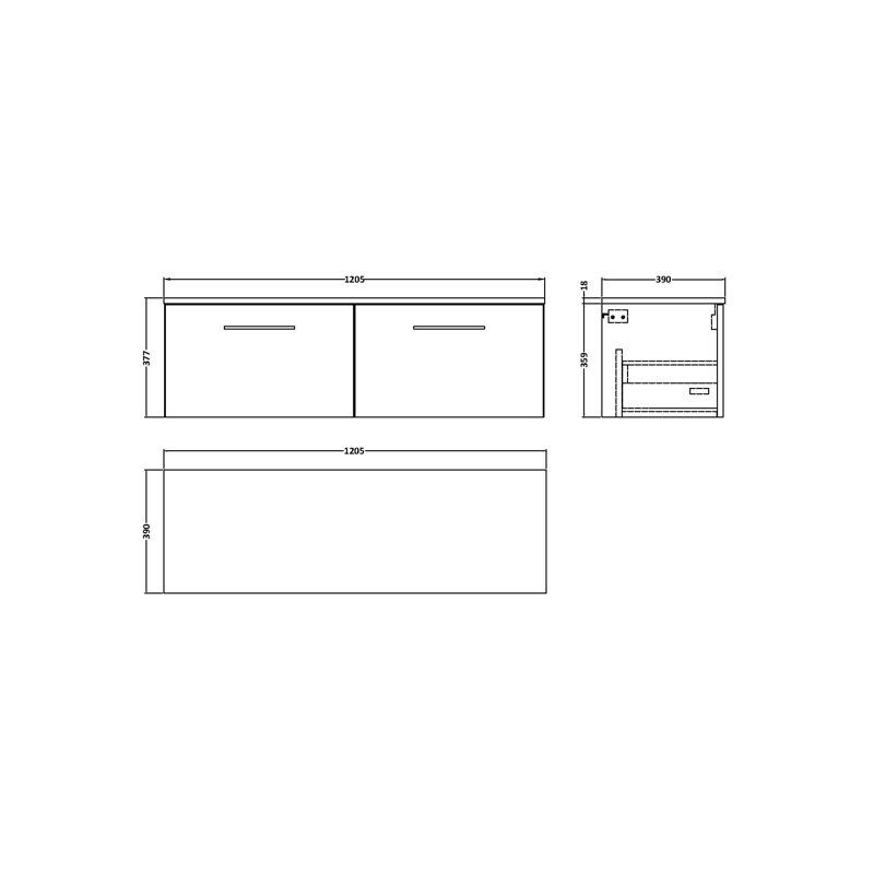 Arno 120.5cm Double Bathroom Vanity Base Only, Bleached Oak
