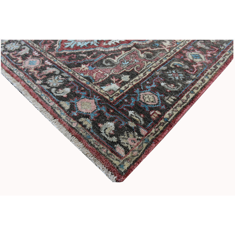 Wool Oriental Area Rug in Red/Charcoal