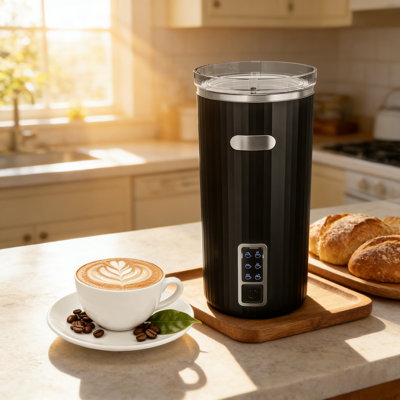 26-In-1 Electric Milk Frother & Steamer - Automatic Cold/Warm Foam Maker For Latte, Cappuccino | Easy Clean, Office & Home Use, Black