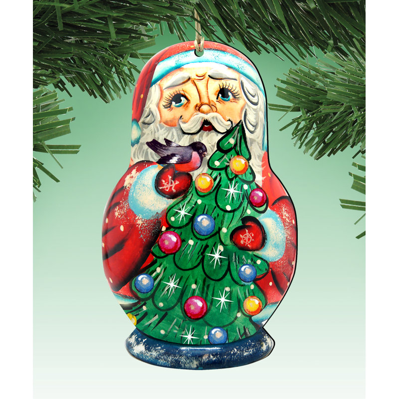 Ensemble de figurine décorative à pendre en bois de père Noël matryoshka 3 pièces