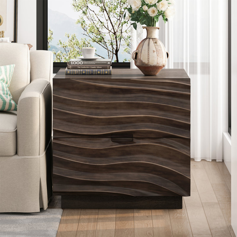 Tables de chevet en bois massif, Brun