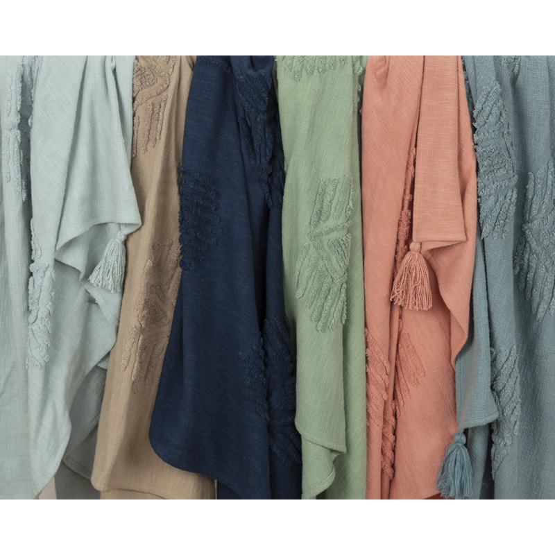 Jeté 100% coton tissé et texturé, Turquoise