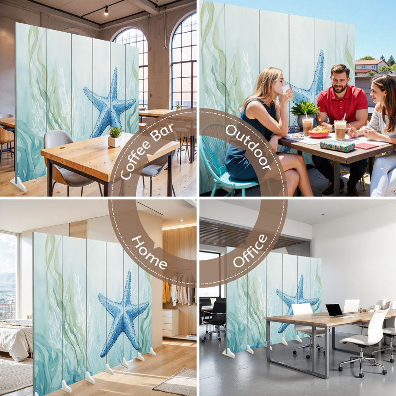 Cloison pliante 6 panneaux paravent Royal Seaweed