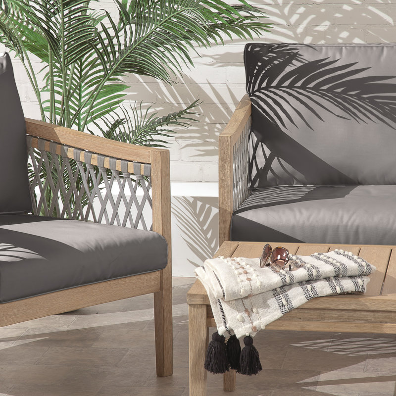 Noguez Acacia Wood Patio Dining Set with Rectangular Table