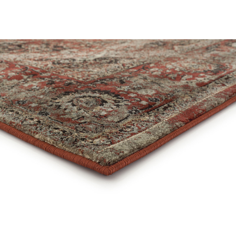 Tapis décoratif rouge oriental Elen, Rectangle 5 pi 2 po x 7 pi 5 po