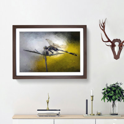 Dragonfly upon a Thistle in Abstract - Picture Frame Graphic Art Print on MDF