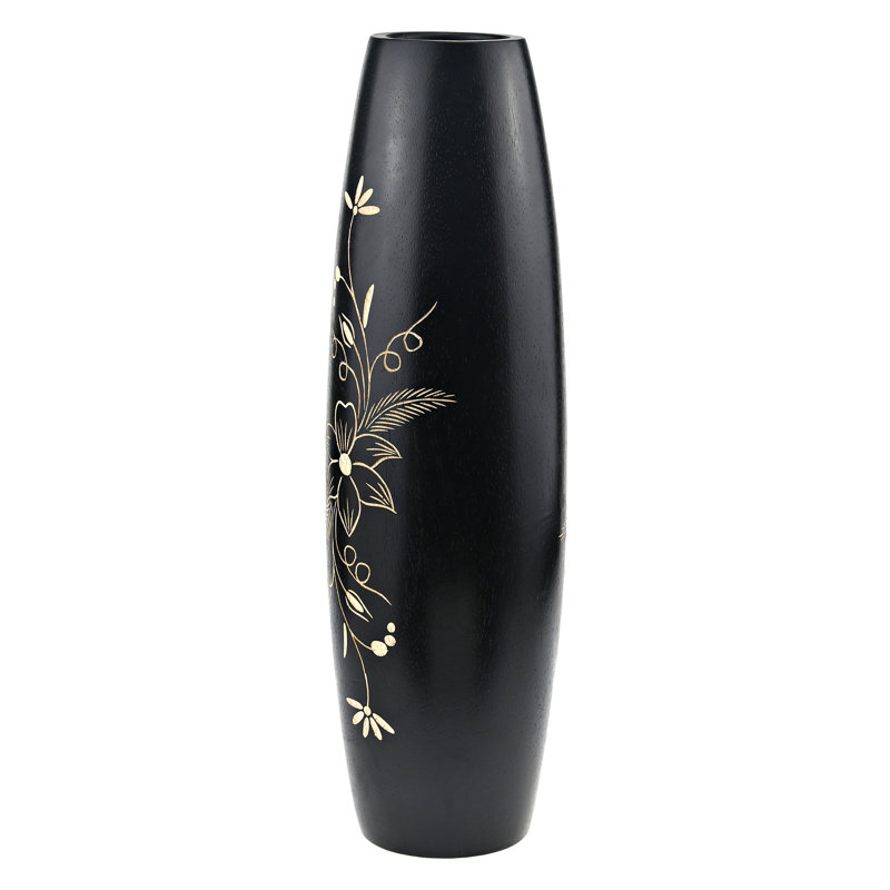 Vase floral en bois sculpté à la main 14 pouces