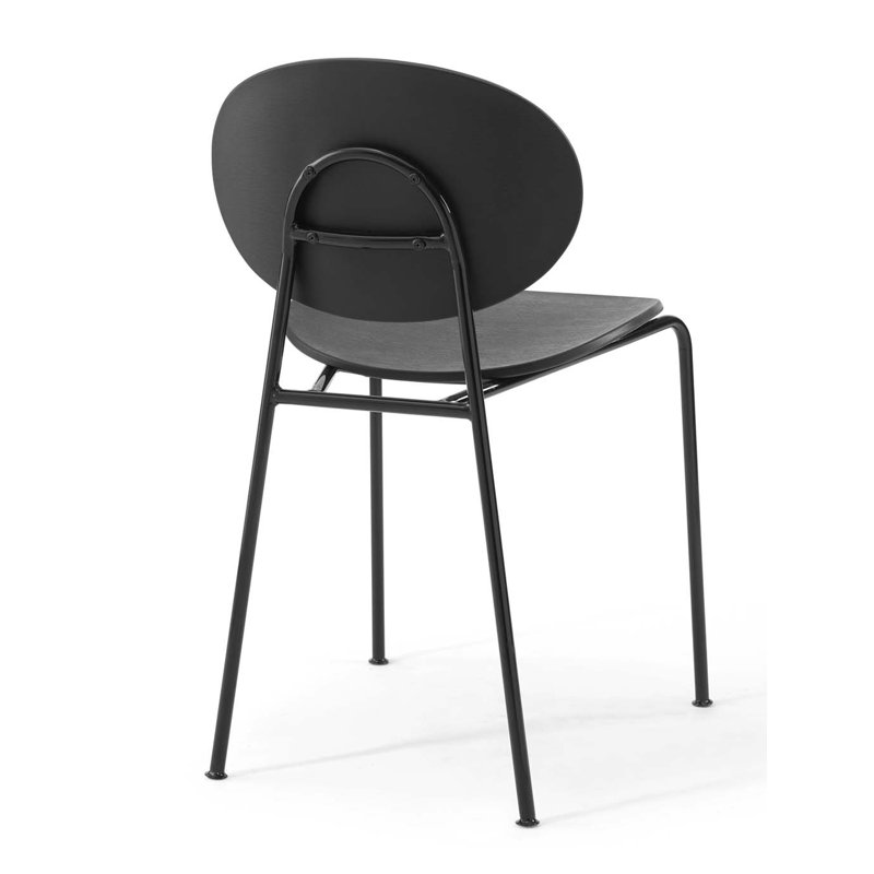 Black Metal Mid-Century Modern Stackable Side Chair Set