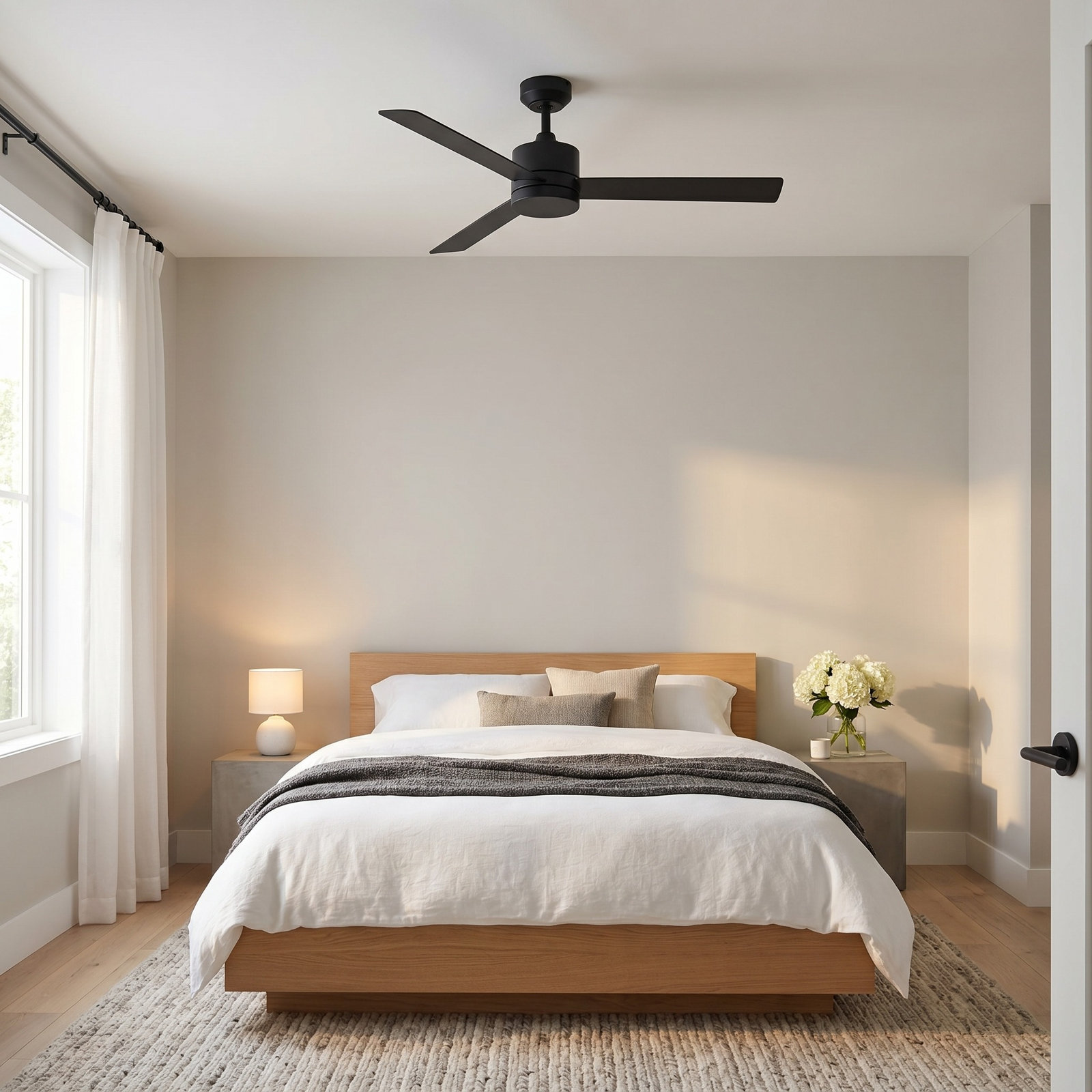 Martrell Ceiling Fan, Black/Walnut, 44", Midnight Black