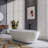 71 Inch Freestanding Solid Surface Soaking Bathtub