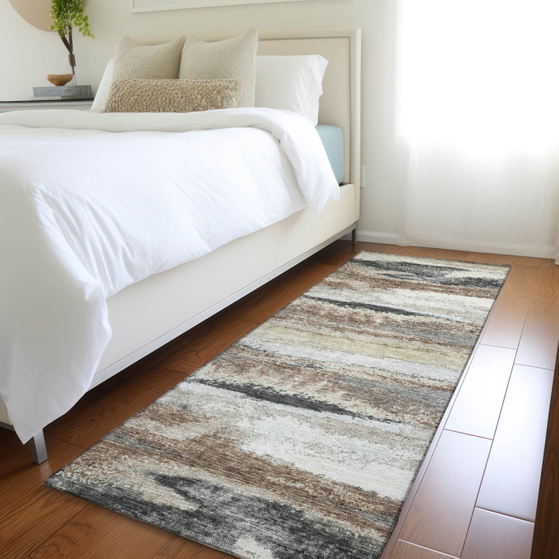 Premium Machine Washable Prisco Taupe Rug, Runner 2'3" x 7'6"
