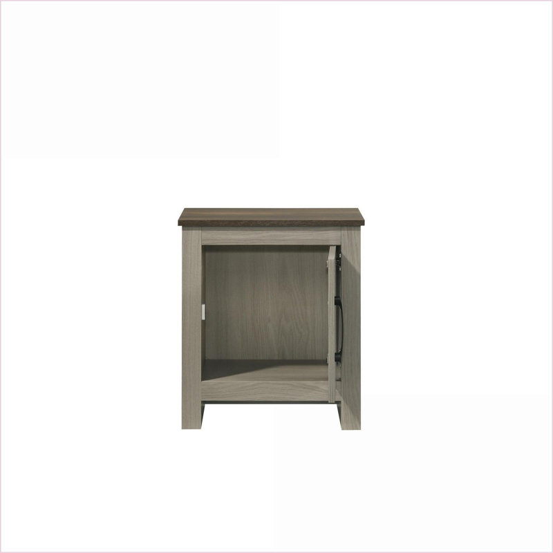 Table basse en chêne gris avec 1 porte d'armoire Nyla - Rangement peu encombrant pour le salon