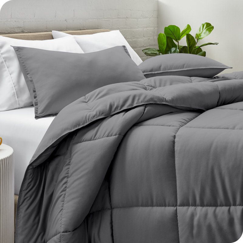Polyester Solid Colour Bedspread, Grey, King